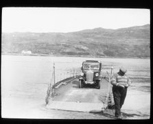 Crossing the Ferry, kylesku Sutherland. 2.vi.34.CJP photo.