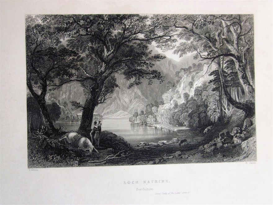 Loch Katrine (scene Lady of the Lake), an engraving after Thomas Allom.