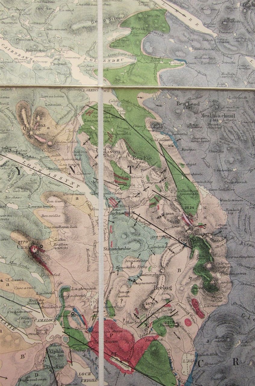 Detail from heddle's Map of Sutherland, 1881, showing the green marking areas where Logan Rock had been found.
