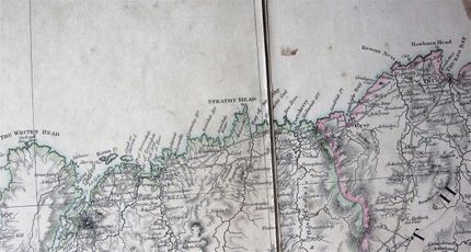 Detail from Arrowsmith's 1807 Map of Scotland, showing the road along the north coast.
