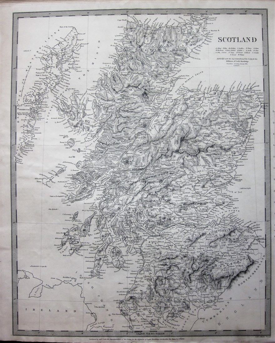 The Map of Scotland published by the Society for the Diffusion of Useful Knowledge, this an edition of 1841. They also issued separate maps of the north and south of the country, which would have been of more use to the traveller.